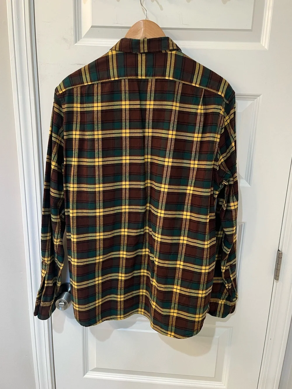 J.Crew Mid Weight Flannel‎ Regenerative Cotton Brown Plaid Shirt Mens Size Large